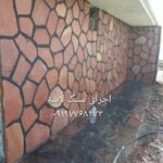 اجرای سنگ لاشه دیوار نما ویلا باغچه