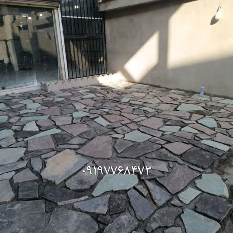 اجرای سنگ لاشه کف عصری دیوار پله